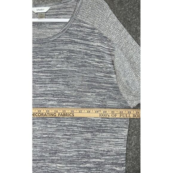 CJ Banks Top Womens Size 1X Gray Knit Ribbed SpaceDye Stretch‎ Short Sleeve - Picture 5 of 6